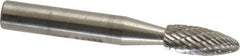 SGS Pro - 1/4" Cut Diam, 1/4" Shank Diam, Flame Head Double Cut Burr - Carbide, Radius End, 5/8" LOC, 2" OAL - Apex Tool & Supply