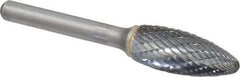 SGS Pro - 1/2" Cut Diam, 1/4" Shank Diam, Flame Head Double Cut Burr - Carbide, Radius End, 1-1/4" LOC - Apex Tool & Supply