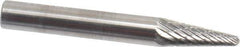 SGS Pro - 1/4" Cut Diam, 1/4" Shank Diam, Taper Head Double Cut Burr - Carbide, Radius End, 5/8" LOC - Apex Tool & Supply