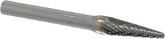 SGS Pro - 5/16" Cut Diam, 1/4" Shank Diam, Taper Head Double Cut Burr - Carbide, Radius End, 7/8" LOC - Apex Tool & Supply