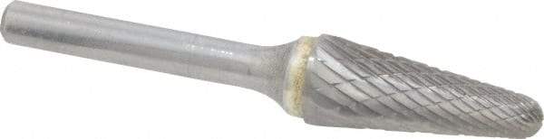 SGS Pro - 1/2" Cut Diam, 1/4" Shank Diam, Taper Head Double Cut Burr - Carbide, Radius End, 1-1/8" LOC - Apex Tool & Supply