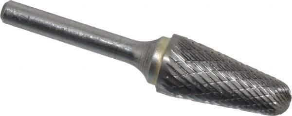 SGS Pro - 5/8" Cut Diam, 1/4" Shank Diam, Taper Head Double Cut Burr - Carbide, Radius End, 1-3/16" LOC - Apex Tool & Supply