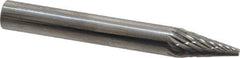 SGS Pro - 1/4" Cut Diam, 1/4" Shank Diam, Cone Head Double Cut Burr - Carbide, Point End, 1/2" LOC - Apex Tool & Supply