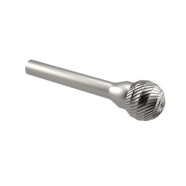 SGS Pro - 1/4" Cut Diam, 1/4" Shank Diam, Cone Head Double Cut Burr - Carbide, Point End, 1" LOC - Apex Tool & Supply