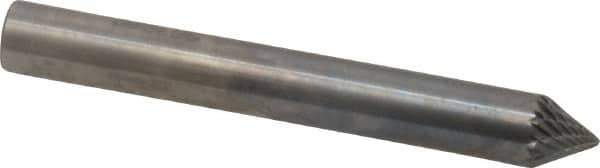 SGS Pro - 1/4" Cut Diam, 1/4" Shank Diam, Cone Head Double Cut Burr - Carbide, Point End, 3/16" LOC, 2" OAL - Apex Tool & Supply