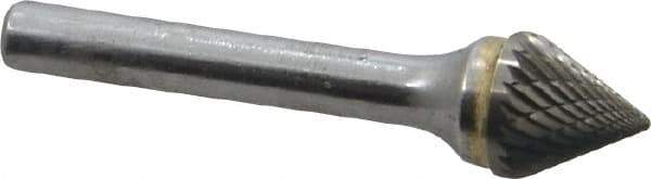 SGS Pro - 1/2" Cut Diam, 1/4" Shank Diam, Cone Head Double Cut Burr - Carbide, Point End, 7/16" LOC, 2-3/16" OAL - Apex Tool & Supply