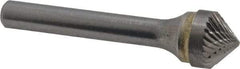 SGS Pro - 1/2" Cut Diam, 1/4" Shank Diam, Cone Head Double Cut Burr - Carbide, Point End, 1/4" LOC, 2" OAL - Apex Tool & Supply