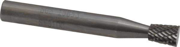 SGS Pro - 1/4" Cut Diam, 1/4" Shank Diam, Inverted Cone Head Double Cut Burr - Carbide, Flat End, 5/16" LOC - Apex Tool & Supply