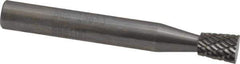 SGS Pro - 1/4" Cut Diam, 1/4" Shank Diam, Inverted Cone Head Double Cut Burr - Carbide, Flat End, 5/16" LOC - Apex Tool & Supply