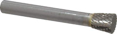 SGS Pro - 3/8" Cut Diam, 1/4" Shank Diam, Inverted Cone Head Double Cut Burr - Carbide, Flat End, 3/8" LOC - Apex Tool & Supply