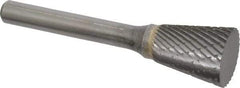 SGS Pro - 5/8" Cut Diam, 1/4" Shank Diam, Inverted Cone Head Double Cut Burr - Carbide, Flat End, 3/4" LOC - Apex Tool & Supply