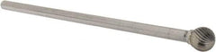 SGS Pro - 1/2" Cut Diam, 1/4" Shank Diam, Ball Head Single Cut Burr - Carbide, Radius End, 7/16" LOC - Apex Tool & Supply
