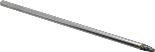 SGS Pro - 1/4" Cut Diam, 1/4" Shank Diam, Tree with Radius Head Single Cut Burr - Carbide, Radius End, 1/2" LOC - Apex Tool & Supply