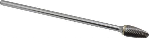 SGS Pro - 1/2" Cut Diam, 1/4" Shank Diam, Tree with Radius Head Single Cut Burr - Carbide, Radius End, 1" LOC - Apex Tool & Supply