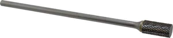 SGS Pro - 1/2" Cut Diam, 1/4" Shank Diam, Cylinder Head Double Cut Burr - Carbide, Flat End, 1" LOC - Apex Tool & Supply