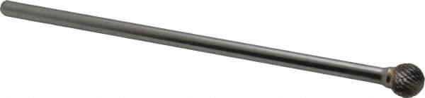 SGS Pro - 1/2" Cut Diam, 1/4" Shank Diam, Ball Head Double Cut Burr - Carbide, Radius End, 7/16" LOC - Apex Tool & Supply