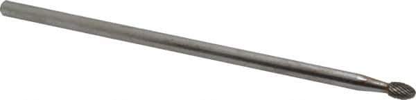 SGS Pro - 1/4" Cut Diam, 1/4" Shank Diam, Oval Head Double Cut Burr - Carbide, Radius End, 3/8" LOC - Apex Tool & Supply
