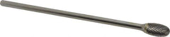 SGS Pro - 1/2" Cut Diam, 1/4" Shank Diam, Oval Head Double Cut Burr - Carbide, Radius End, 7/8" LOC - Apex Tool & Supply