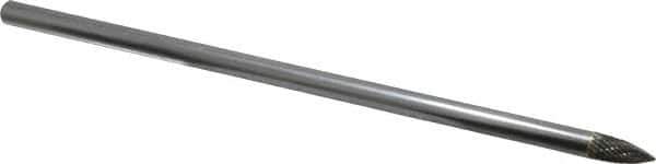 SGS Pro - 1/4" Cut Diam, 1/4" Shank Diam, Tree Head Double Cut Burr - Carbide, Point End, 1/2" LOC - Apex Tool & Supply