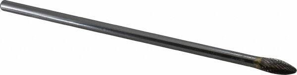 SGS Pro - 5/16" Cut Diam, 1/4" Shank Diam, Flame Head Double Cut Burr - Carbide, Radius End, 3/4" LOC - Apex Tool & Supply