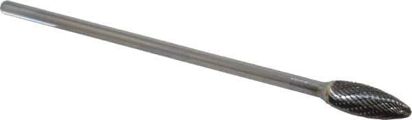 SGS Pro - 1/2" Cut Diam, 1/4" Shank Diam, Flame Head Double Cut Burr - Carbide, Radius End, 1-1/4" LOC - Apex Tool & Supply