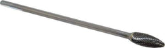 SGS Pro - 1/2" Cut Diam, 1/4" Shank Diam, Flame Head Double Cut Burr - Carbide, Radius End, 1-1/4" LOC - Apex Tool & Supply