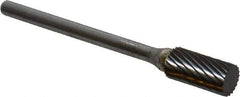 SGS Pro - 1/4" Cut Diam, 1/8" Shank Diam, Cylinder Head Single Cut Burr - Carbide, Flat End, 1/2" LOC, 2-1/4" OAL - Apex Tool & Supply