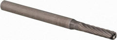 SGS Pro - 3/32" Cut Diam, 1/8" Shank Diam, Cylinder with Radius Head Single Cut Burr - Carbide, Radius End, 7/16" LOC, 2" OAL - Apex Tool & Supply