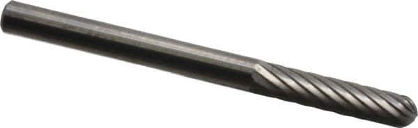 SGS Pro - 1/8" Cut Diam, 1/8" Shank Diam, Cylinder with Radius Head Single Cut Burr - Carbide, Radius End, 9/16" LOC, 1-1/2" OAL - Apex Tool & Supply