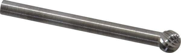 SGS Pro - 3/16" Cut Diam, 1/8" Shank Diam, Ball Head Single Cut Burr - Carbide, Radius End, 5/32" LOC - Apex Tool & Supply