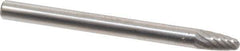 SGS Pro - 1/8" Cut Diam, 1/8" Shank Diam, Tree with Radius Head Single Cut Burr - Carbide, Radius End, 1/4" LOC, 1-1/2" OAL - Apex Tool & Supply