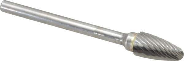 SGS Pro - 1/4" Cut Diam, 1/8" Shank Diam, Tree with Radius Head Single Cut Burr - Carbide, Radius End, 1/2" LOC, 2" OAL - Apex Tool & Supply