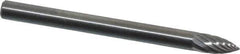 SGS Pro - 1/8" Cut Diam, 1/8" Shank Diam, Tree Head Single Cut Burr - Carbide, Point End, 1/4" LOC, 1-1/2" OAL - Apex Tool & Supply