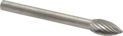 SGS Pro - 3/16" Cut Diam, 1/8" Shank Diam, Flame Head Single Cut Burr - Carbide, Radius End, 3/8" LOC - Apex Tool & Supply
