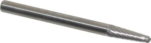 SGS Pro - 1/8" Cut Diam, 1/8" Shank Diam, Taper Head Single Cut Burr - Carbide, Radius End, 3/8" LOC, 1-1/2" OAL - Apex Tool & Supply