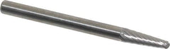 SGS Pro - 1/8" Cut Diam, 1/8" Shank Diam, Taper Head Single Cut Burr - Carbide, Radius End, 3/8" LOC, 1-1/2" OAL - Apex Tool & Supply