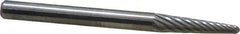 SGS Pro - 1/8" Cut Diam, 1/8" Shank Diam, Taper Head Single Cut Burr - Carbide, Radius End, 1/2" LOC, 1-1/2" OAL - Apex Tool & Supply
