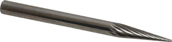 SGS Pro - 1/8" Cut Diam, 1/8" Shank Diam, Cone Head Single Cut Burr - Carbide, Point End, 7/16" LOC, 1-1/2" OAL - Apex Tool & Supply