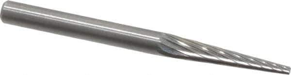 SGS Pro - 1/8" Cut Diam, 1/8" Shank Diam, Cone Head Single Cut Burr - Carbide, Point End, 5/8" LOC, 1-1/2" OAL - Apex Tool & Supply