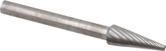 SGS Pro - 3/16" Cut Diam, 1/8" Shank Diam, Cone Head Single Cut Burr - Carbide, Point End, 1/2" LOC - Apex Tool & Supply