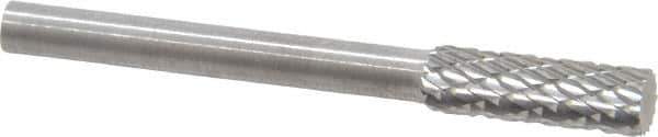 SGS Pro - 5/32" Cut Diam, 1/8" Shank Diam, Cylinder Head Double Cut Burr - Carbide, Flat End, 1/2" LOC - Apex Tool & Supply