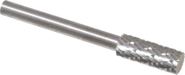 SGS Pro - 3/16" Cut Diam, 1/8" Shank Diam, Cylinder Head Double Cut Burr - Carbide, Flat End, 1/2" LOC - Apex Tool & Supply