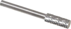 SGS Pro - 3/16" Cut Diam, 1/8" Shank Diam, Cylinder Head Double Cut Burr - Carbide, Flat End, 1/2" LOC - Apex Tool & Supply