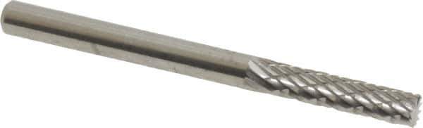 SGS Pro - 1/8" Cut Diam, 1/8" Shank Diam, Cylinder with End Cut Head Double Cut Burr - Carbide, End Cut End, 9/16" LOC, 1-1/2" OAL - Apex Tool & Supply