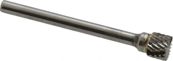 SGS Pro - 1/4" Cut Diam, 1/8" Shank Diam, Cylinder with End Cut Head Double Cut Burr - Carbide, End Cut End, 3/16" LOC, 1-11/16" OAL - Apex Tool & Supply