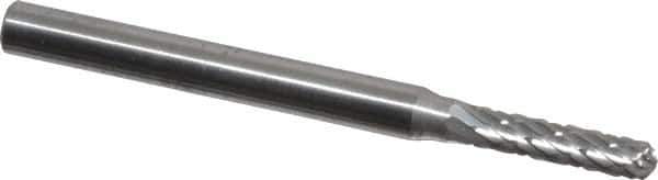 SGS Pro - 3/32" Cut Diam, 1/8" Shank Diam, Cylinder with Radius Head Double Cut Burr - Carbide, Radius End, 7/16" LOC, 1-1/2" OAL - Apex Tool & Supply