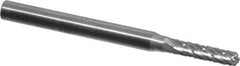 SGS Pro - 3/32" Cut Diam, 1/8" Shank Diam, Cylinder with Radius Head Double Cut Burr - Carbide, Radius End, 7/16" LOC, 1-1/2" OAL - Apex Tool & Supply