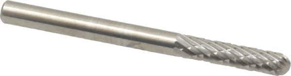 SGS Pro - 1/8" Cut Diam, 1/8" Shank Diam, Cylinder with Radius Head Double Cut Burr - Carbide, Radius End, 9/16" LOC, 1-1/2" OAL - Apex Tool & Supply