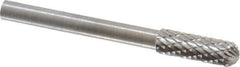 SGS Pro - 5/32" Cut Diam, 1/8" Shank Diam, Cylinder with Radius Head Double Cut Burr - Carbide, Radius End, 1/2" LOC - Apex Tool & Supply