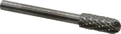 SGS Pro - 3/16" Cut Diam, 1/8" Shank Diam, Cylinder with Radius Head Double Cut Burr - Carbide, Radius End, 1/2" LOC - Apex Tool & Supply